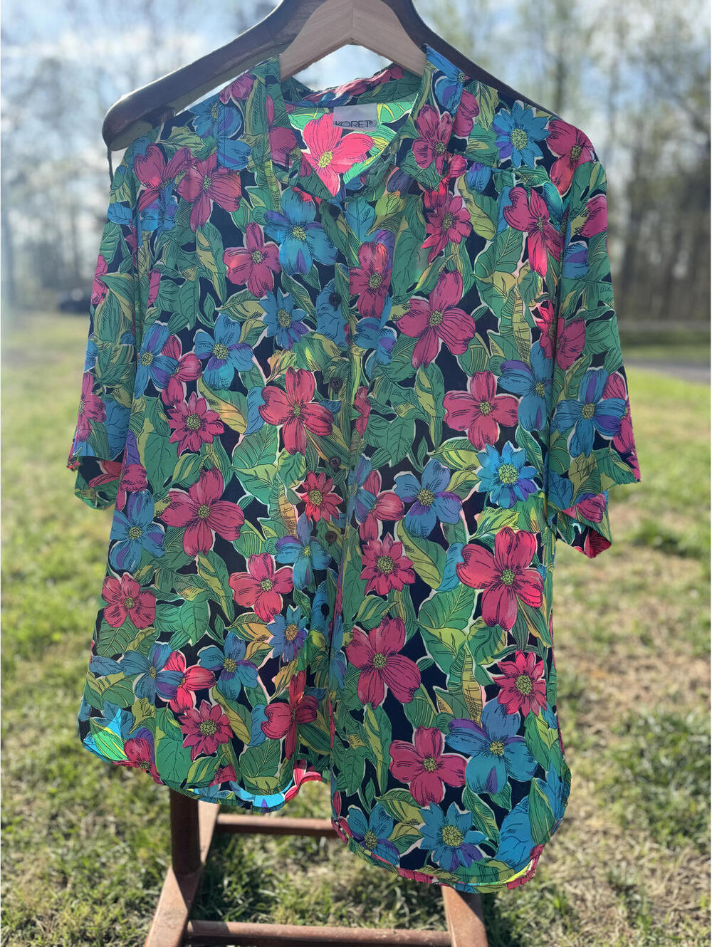 Vintage Funky Colors Koret Floral Button-Up Shirt